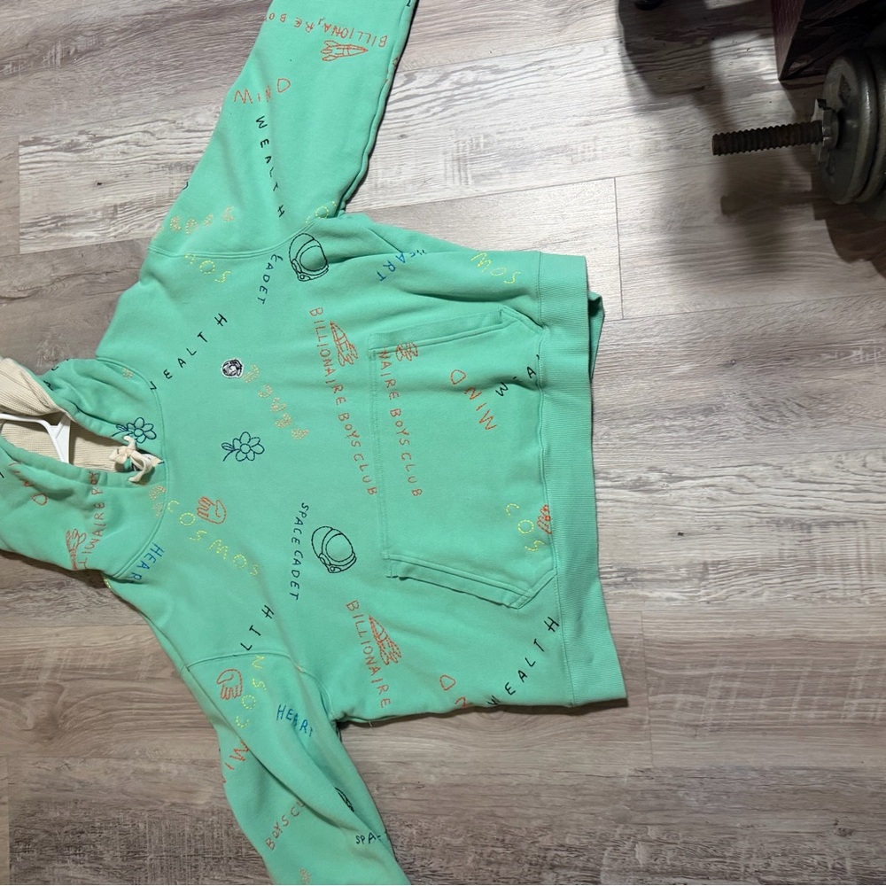 Billionaire Boys Club Mint Green Hoodie with Embroidered Flower